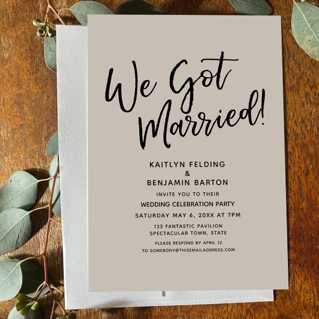 We Got Married! Casual Script Cream Reception Invitation (Creator Uploaded)