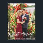 We Got Married Couple Photo Brush Script Postcard<br><div class="desc">Modern Brush Script We Got Married Elopement Announcement Photo Postcard</div>