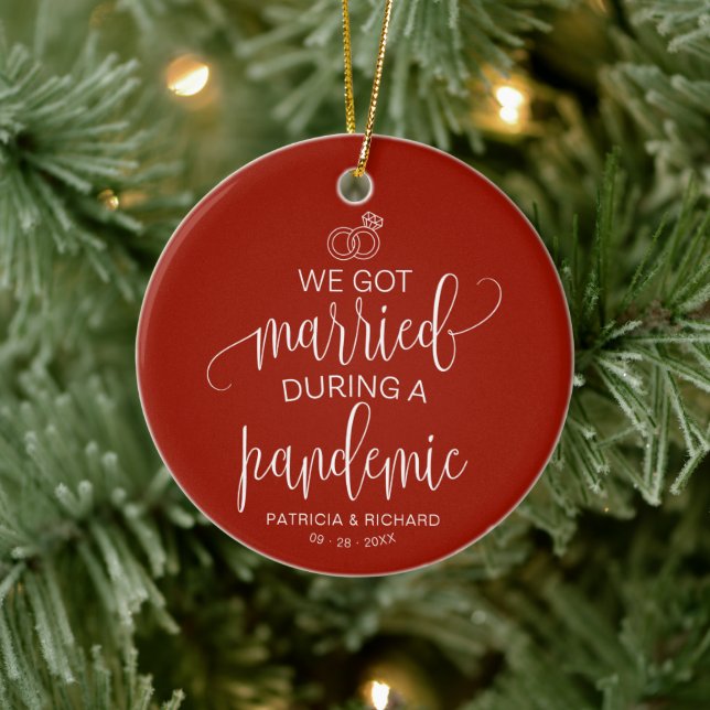 We Got Married During a Pandemic Elegant Christmas Ceramic Ornament (Tree)