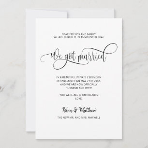We got Married, Elegant Modern Married Wedding Announcement