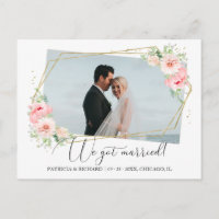 We Got Married Floral Eloped Announcement