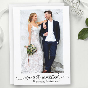 We Got Married Heart Calligraphy Photo Wedding Announcement