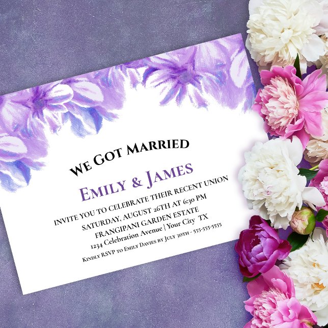 We Got Married Lavender Floral Wedding Reception Invitation (Creator Uploaded)