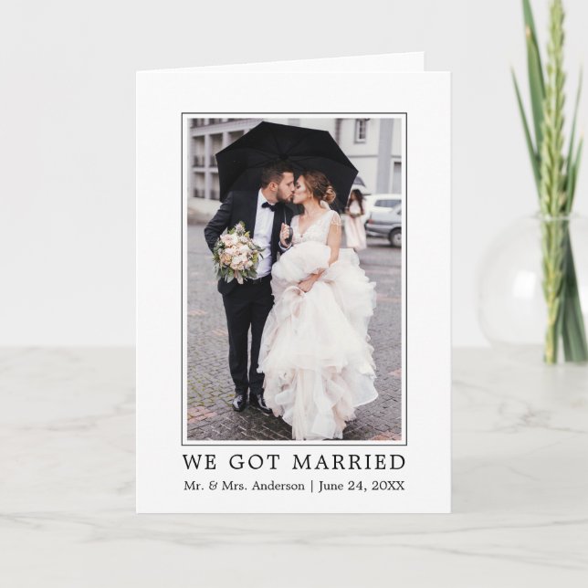 We Got Married Modern Minimalist Simple Folded Announcement (Front)
