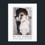 We Got Married Modern Simple Announcement Postcard<br><div class="desc">Modern Minimalist Simple We Got Married Wedding Photo Wedding Announcement Postcard</div>