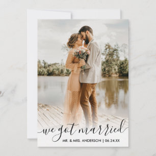 We Got Married Modern Trendy Script Overlay Card