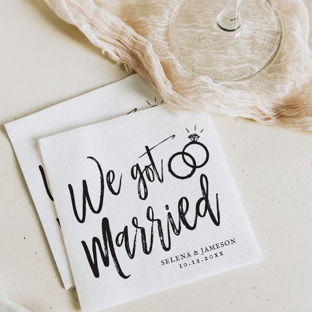 We Got Married Post-Nuptial Party Script Lettering Napkin (Creator Uploaded)
