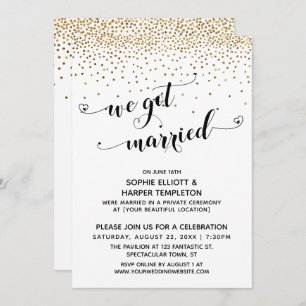 We Got Married Script, Gold Confetti, Reception Invitation