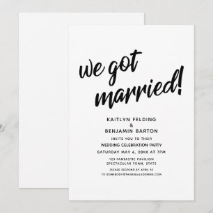 "We Got Married!" Script Wedding Reception Event Invitation