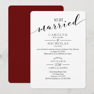 We Got Married Simple Burgundy White Wedding Party Invitation