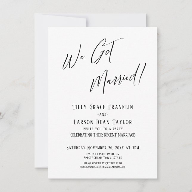 We Got Married! Simple Elegant Typography Invitation (Front)
