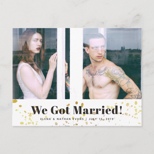 "We Got Married" Wedding Announcement Postcard (Front)