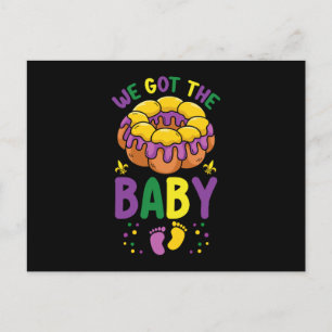 We Got The Baby Mardi Gras Pregnancy Announcement Postcard