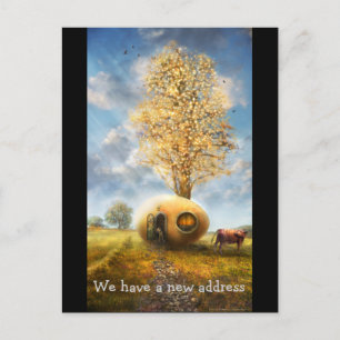 We have a new address   Funny Egg House Announcement Postcard