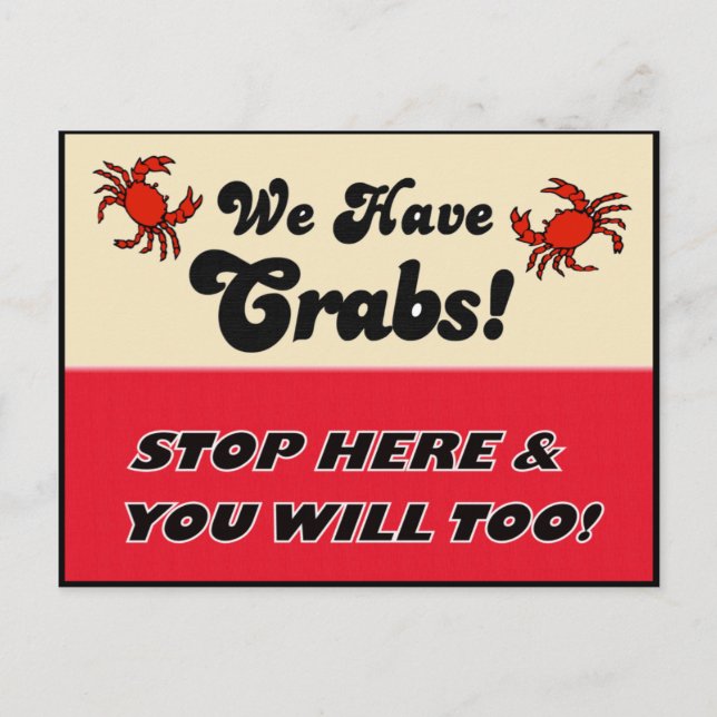 We Have Crabs! Postcard (Front)