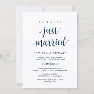 We Have Just Married, Wedding Elopement Party Invi Invitation