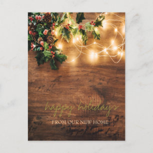 We Have Mistletoe,String Lights,Wood Announcement Postcard