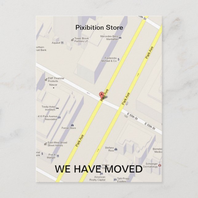 We Have Moved Add Map Postcard (Front)