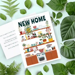 We Have Moved Address Change Cute Kitchen Art Postcard