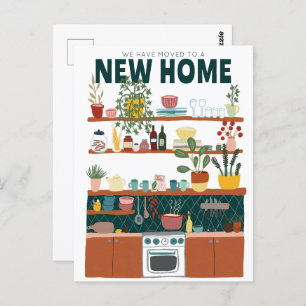 We Have Moved Address Change Cute Kitchen Art Postcard