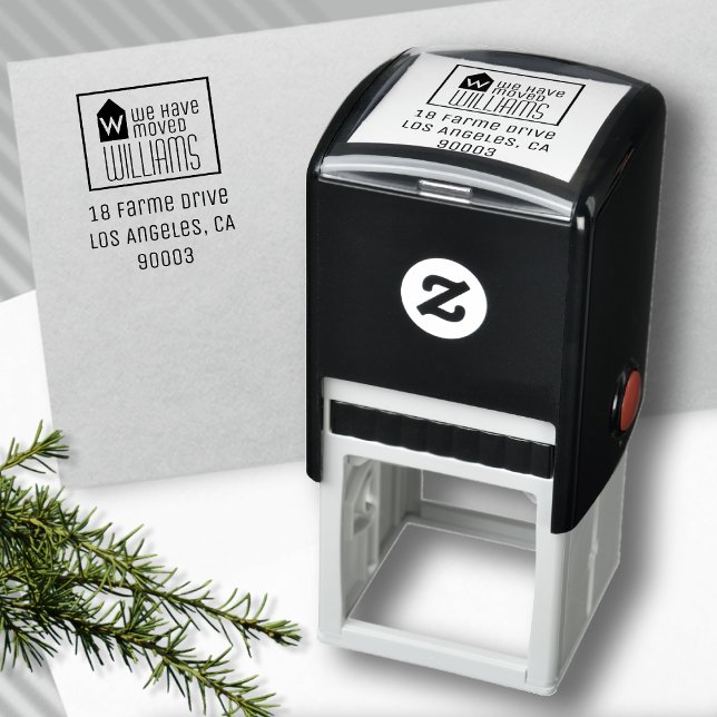 we have moved, black&white new family address self-inking stamp (Creator Uploaded)