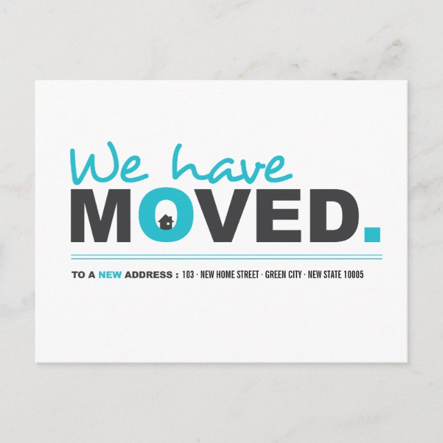 We Have Moved Blue Moving Announcement Postcard (Front)