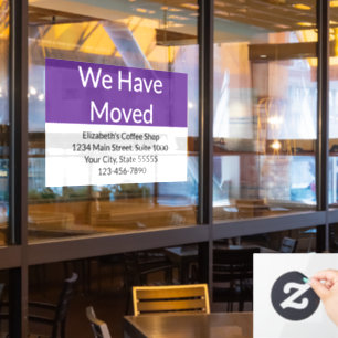 We Have Moved Business Announcement Purple & White