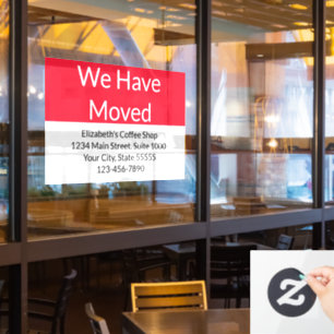 We Have Moved Business Announcement Red and White