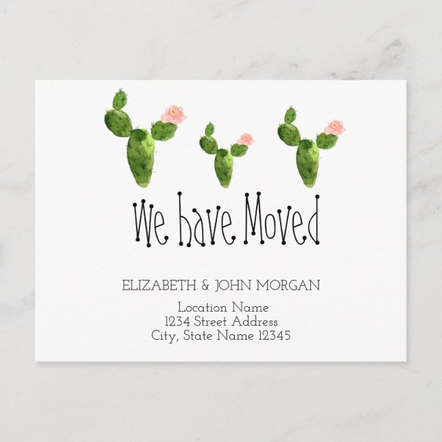 We Have Moved, Cactus New Address Announcement Postcard (Front)