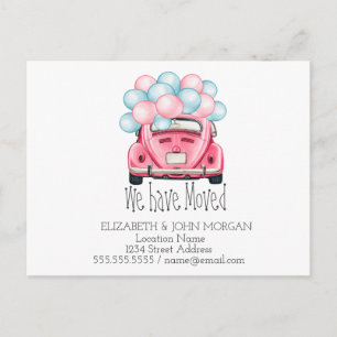 We Have Moved,Car Balloons,New Address Announcement Postcard