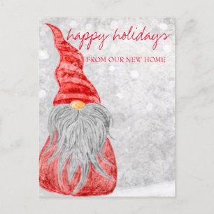 We Have Moved,Christmas Gnome  Announcement Postcard