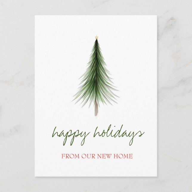 We Have Moved,Christmas Pine Tree Holiday Announcement Postcard (Front)