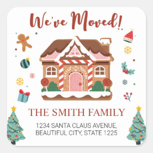 We Have Moved Christmas Tree New Address Square Sticker