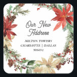 We Have Moved | Christmas Wreath | New Address Square Sticker<br><div class="desc">We Have Moved | Christmas Wreath | New Address</div>