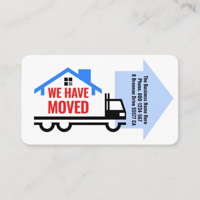 WE HAVE MOVED Company Business Card (Front)
