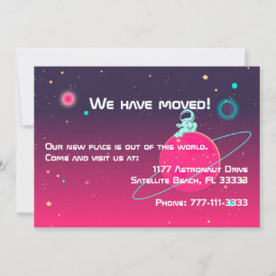 We Have Moved Cute Astronaut in Space Illustration