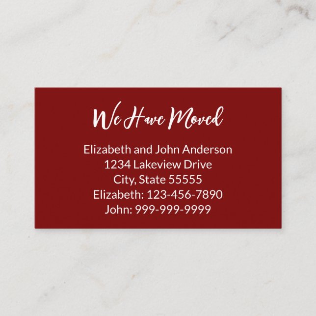 We Have Moved Deep Red Moving Announcement (Front)
