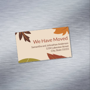 We Have Moved Fall Leaves Moving Announcement Magnetic Business Card