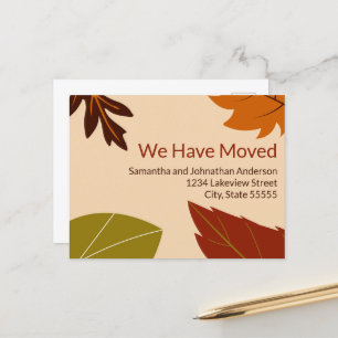We Have Moved Fall Leaves Moving Announcement Postcard