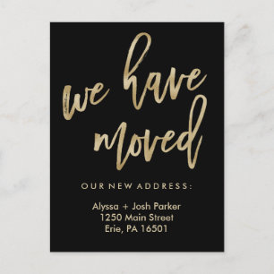 We Have Moved Faux Gold Modern Typography Postcard