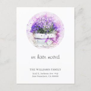 We Have Moved Floral Watercolor New Address Announcement Postcard