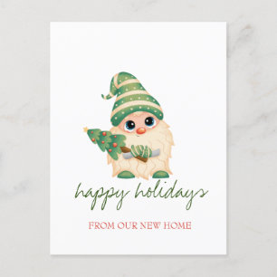 We Have Moved,Gnome Pine Tree Holiday Announcement Postcard