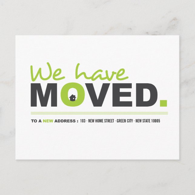 We Have Moved Green Moving Announcement Postcard (Front)