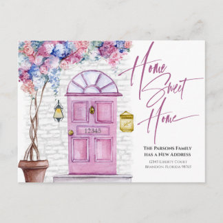We Have Moved - Home Sweet Home - Watercolor Door  Postcard