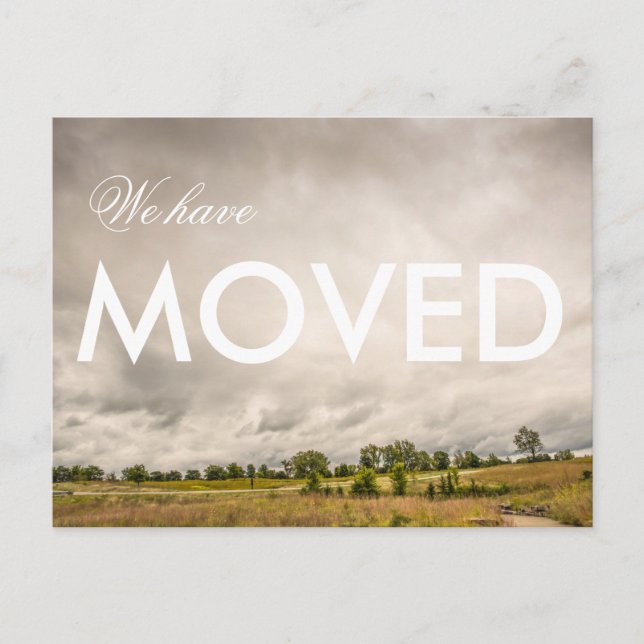 We have Moved Landscape Photograph Announcement Postcard (Front)