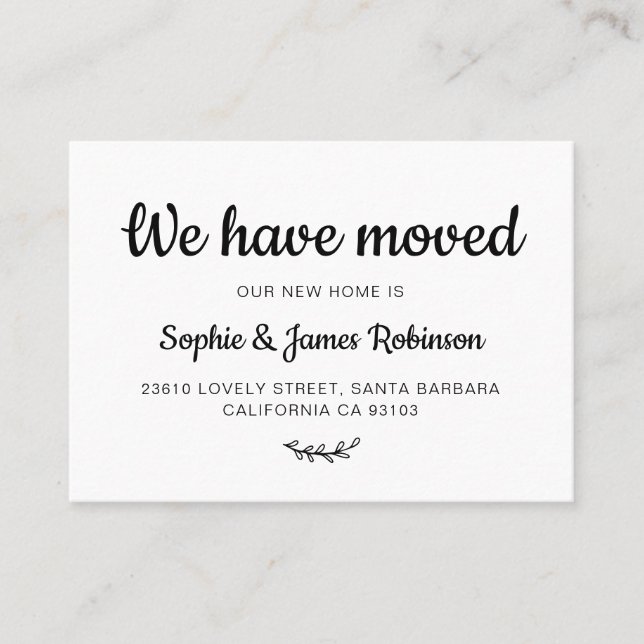 We have Moved Minimal New Home Moving Insert Card (Front)