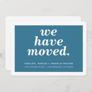 WE HAVE MOVED modern minimal new address denim blu Announcement