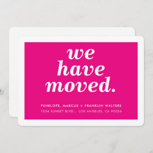 WE HAVE MOVED modern minimal new address hot pink Announcement