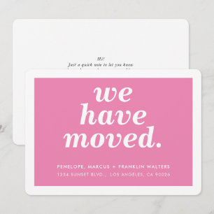 WE HAVE MOVED modern minimal new address pink Announcement