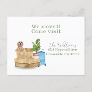 we have moved, new address dog announcement  postcard